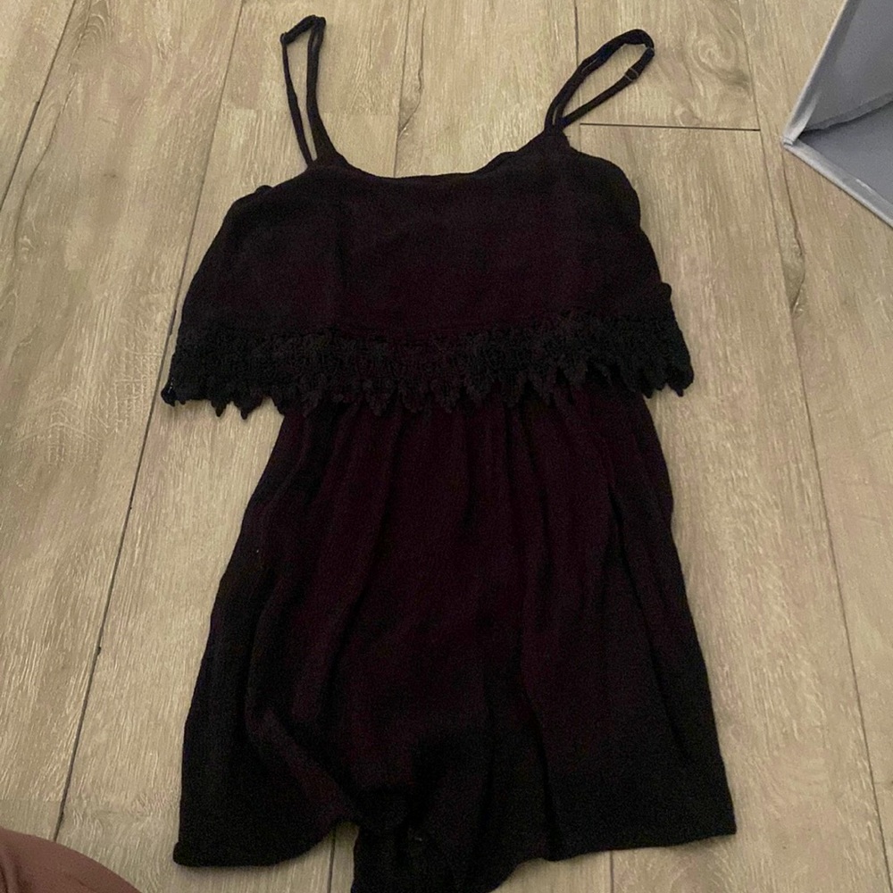 Black romper with crochet